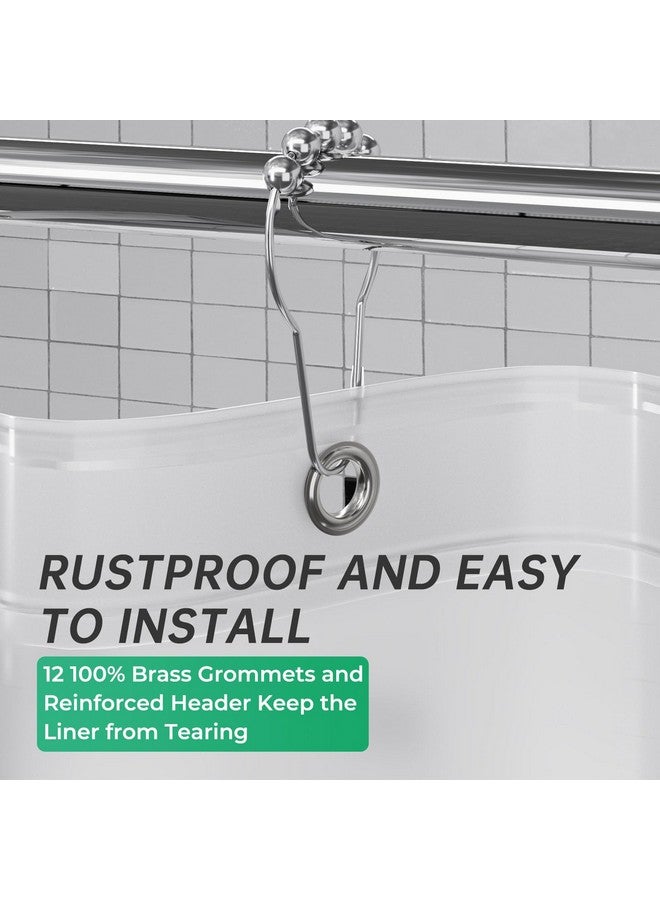 AmazerBath Frosted Shower Curtain Plastic 72x72 Inches, Heavy Duty Shower Curtain Waterproof, Thick PEVA Shower Curtains for Bathroom with 3 Big Clear Weighted Stones and 12 Rustproof Grommets - Image 5