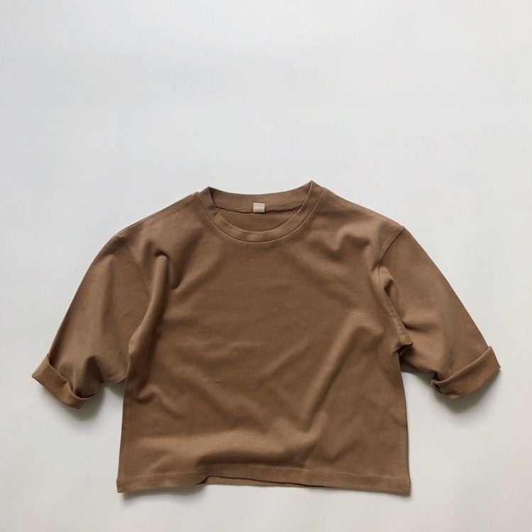 New Khaji Color Korean Style Children's Cotton Long-sleeved T-shirt for Boys and Girls Baby's Skin-friendly Loose Base Shirt Spring and Autumn Top - Image 1