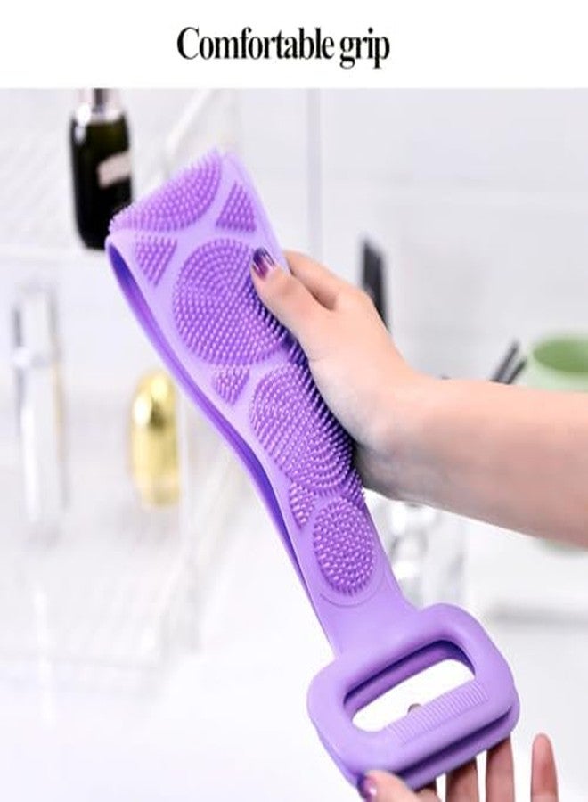 MEEO FASHIONS Silicone Body Back Scrubber, Double Side Bathing Brush for Skin Deep Cleaning Massage, Dead Skin Removal Exfoliating Belt for Shower, Body Brush for Bathing (Multi Color) Multipurpose - Image 3
