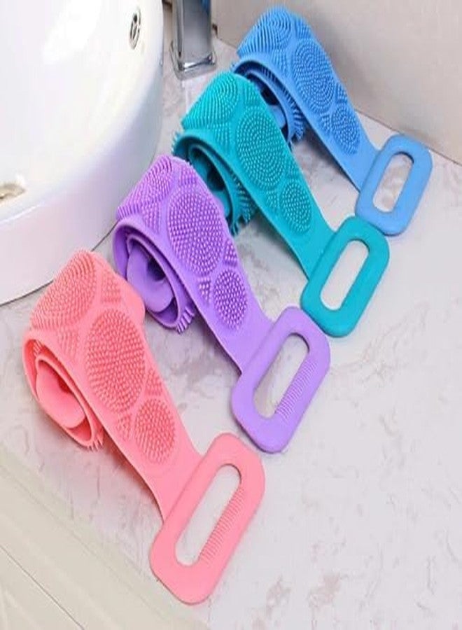 MEEO FASHIONS Silicone Body Back Scrubber, Double Side Bathing Brush for Skin Deep Cleaning Massage, Dead Skin Removal Exfoliating Belt for Shower, Body Brush for Bathing (Multi Color) Multipurpose - Image 1