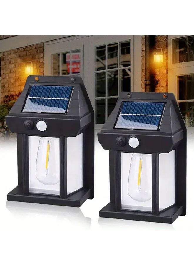 2pcs Solar Wall Lamp Motion Sensor Outdoor Garden Lights Yellow White LED - Image 2