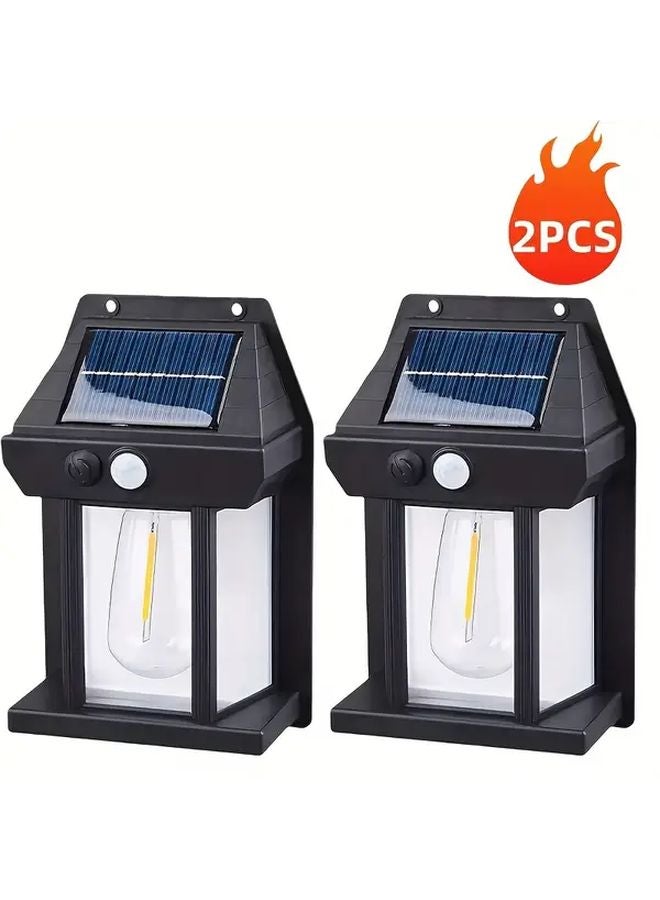 2pcs Solar Wall Lamp Motion Sensor Outdoor Garden Lights Yellow White LED - Image 1