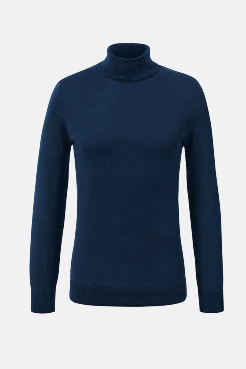 Tchibo Men Turtle Neck Plain Sweater, Navy Blue - Image 2