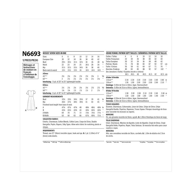 New Look Misses' Dress Sewing Pattern Kit, Code N6693, Sizes 4-6-8-10-12-14-16 - Image 2