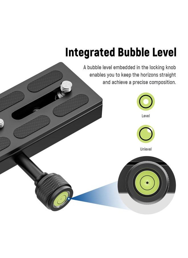 Quick Release Plate with Clamp Set, 150mm QR Plate with Clamp Adapter, 3/8" 1/4" Screw, Bubble Levels, 3/8" to 1/4" Thread Adapter, Compatible with Arca Swiss Tripod Monopod Ball Head, QR150