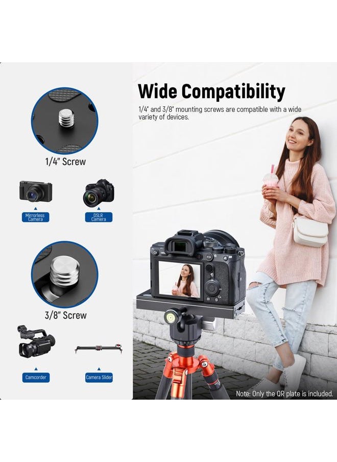 Quick Release Plate with Clamp Set, 150mm QR Plate with Clamp Adapter, 3/8" 1/4" Screw, Bubble Levels, 3/8" to 1/4" Thread Adapter, Compatible with Arca Swiss Tripod Monopod Ball Head, QR150