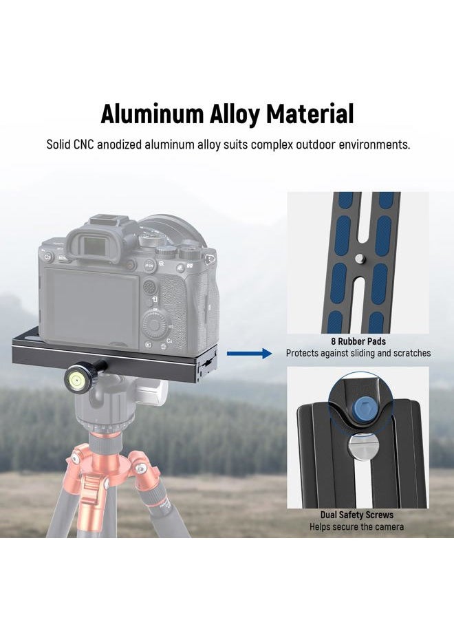 Quick Release Plate with Clamp Set, 150mm QR Plate with Clamp Adapter, 3/8" 1/4" Screw, Bubble Levels, 3/8" to 1/4" Thread Adapter, Compatible with Arca Swiss Tripod Monopod Ball Head, QR150