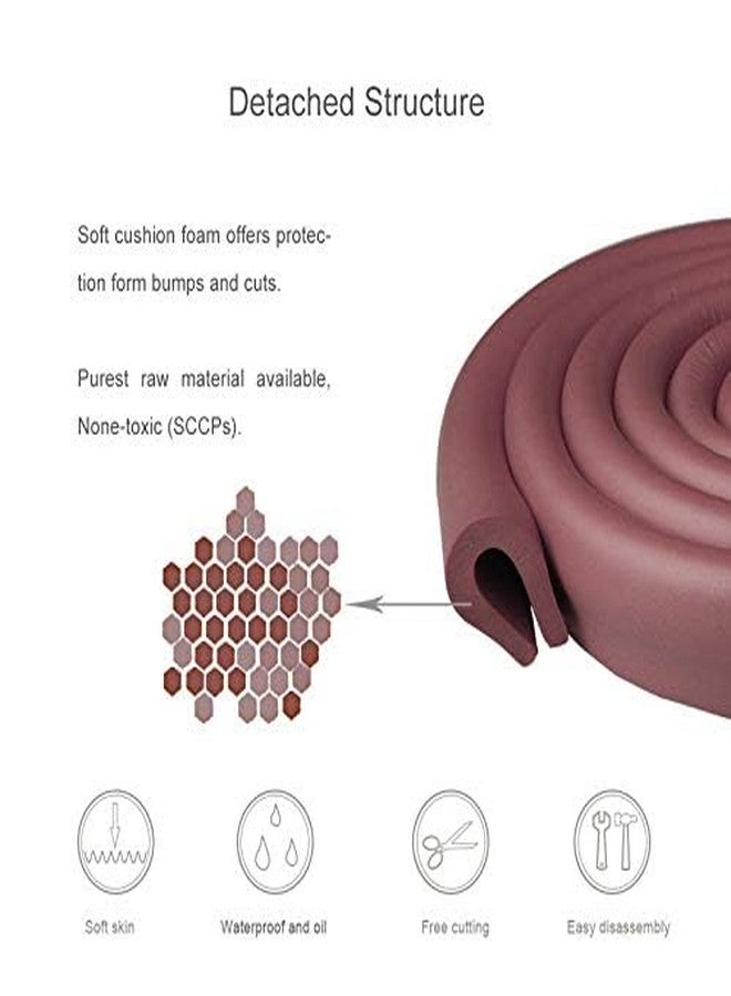 HYDERON Baby Safety Strip Furniture Edge Guard - Baby Proofing Foam Cushion Corner Cover with 2 Meter Tape, Safety Furniture Bumper Table Protectors (Brown) - Image 4