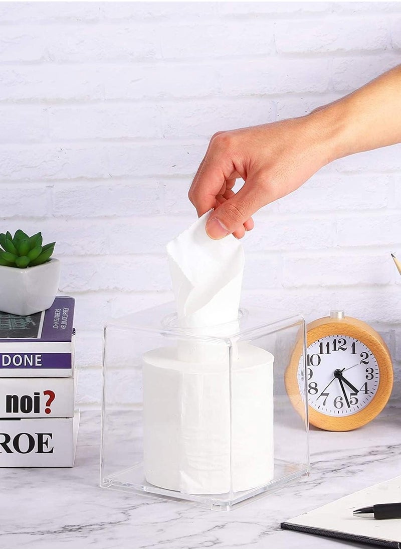 Toshionics - Acrylic Square Tissue Holder Dispenser Box Transparent Paper Clear Square Napkin for Home Office Restaurants Hotels Bathroom - Image 1
