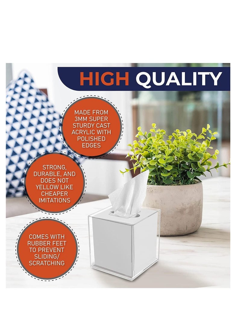 Toshionics - Acrylic Square Tissue Holder Dispenser Box Transparent Paper Clear Square Napkin for Home Office Restaurants Hotels Bathroom - Image 1