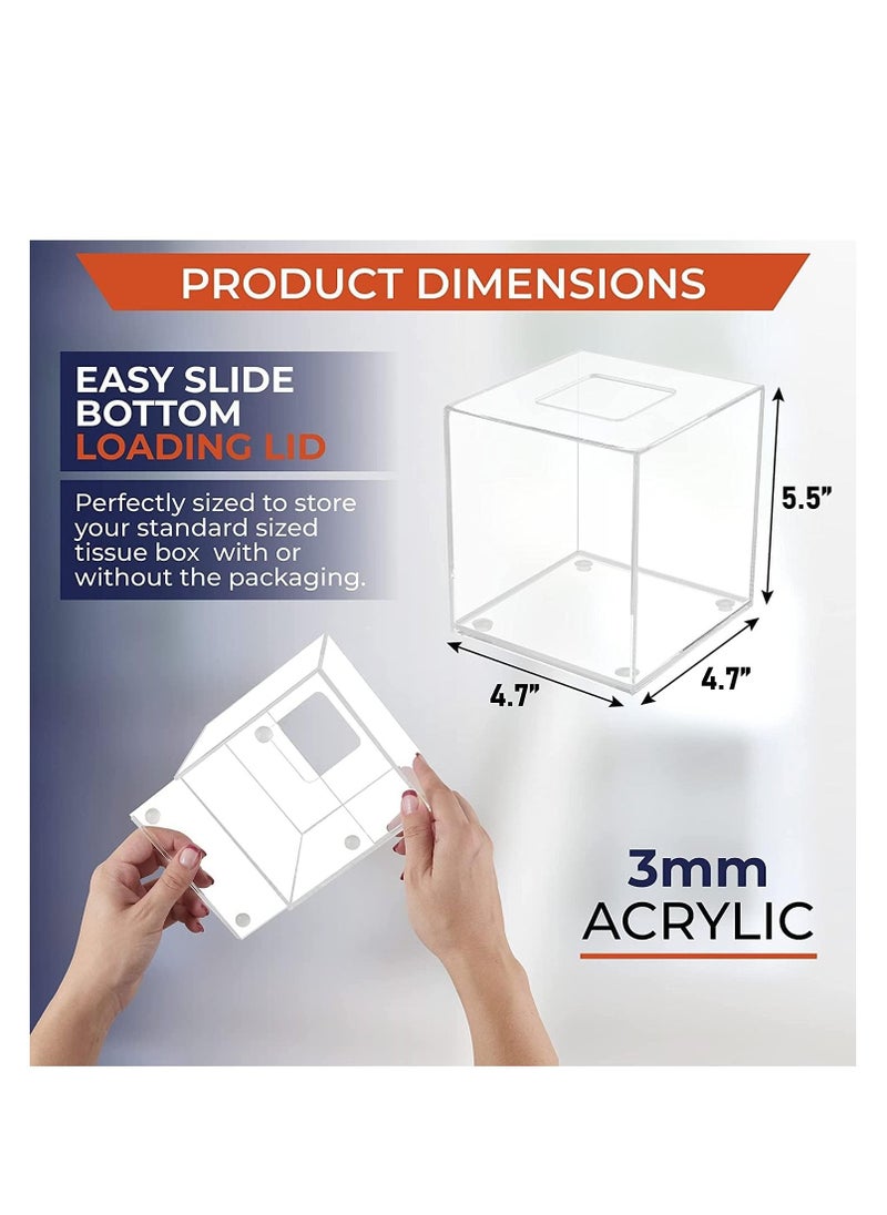 Toshionics - Acrylic Square Tissue Holder Dispenser Box Transparent Paper Clear Square Napkin for Home Office Restaurants Hotels Bathroom - Image 1