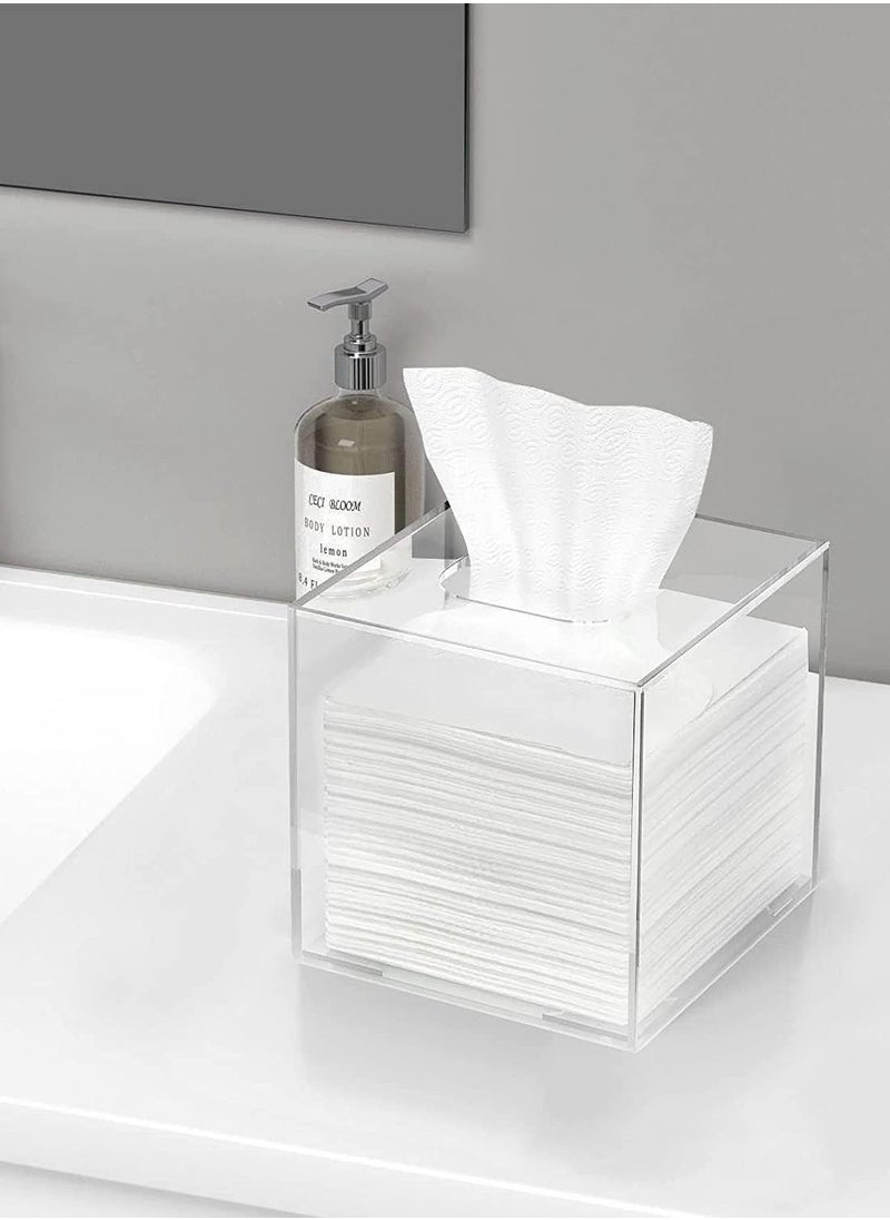 Toshionics - Acrylic Square Tissue Holder Dispenser Box Transparent Paper Clear Square Napkin for Home Office Restaurants Hotels Bathroom - Image 1