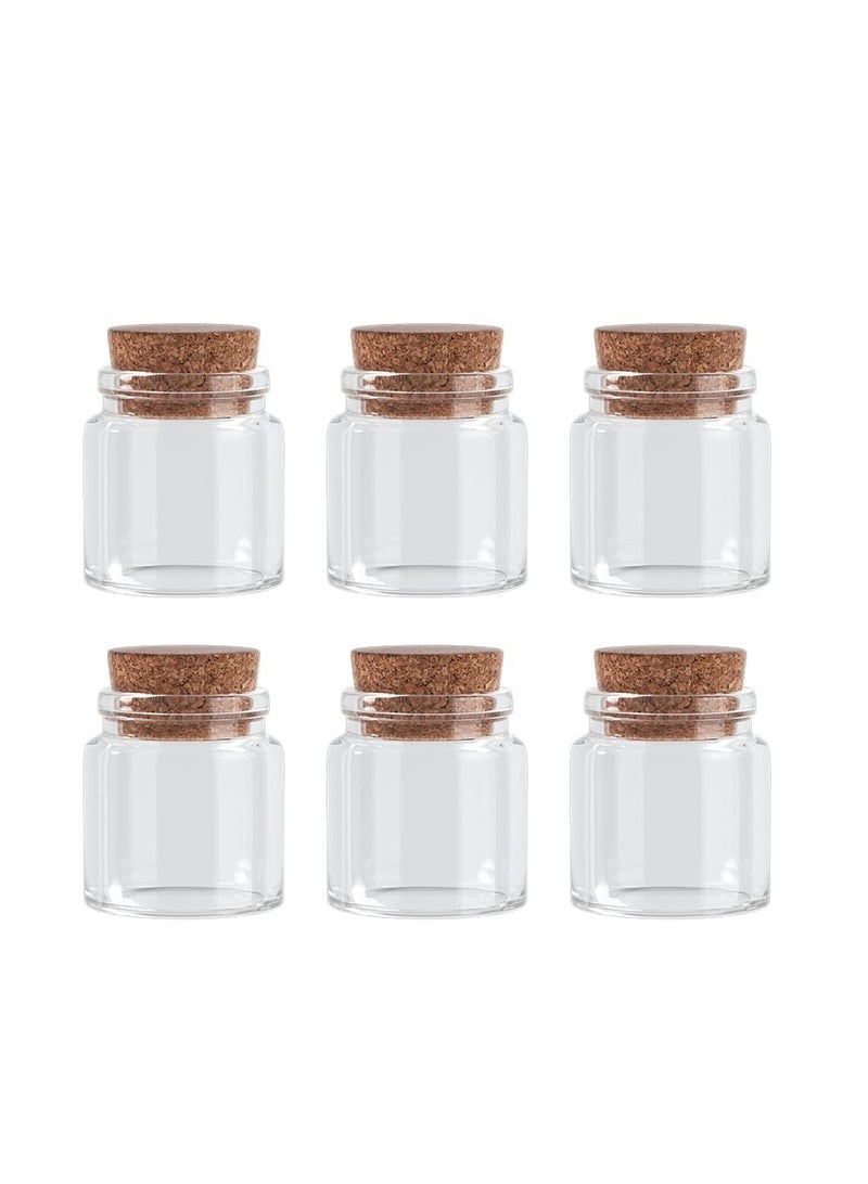 KASTWAVE 50ml Mini Glass Bottles, 6 Pack Mini Bottles Jars with Wood Cork Stoppers, Wish Bottles, Message Bottles for Wedding Favors, Baby Shower Favors, DIY Craft - Image 1