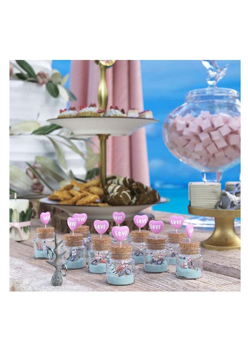 KASTWAVE 50ml Mini Glass Bottles, 6 Pack Mini Bottles Jars with Wood Cork Stoppers, Wish Bottles, Message Bottles for Wedding Favors, Baby Shower Favors, DIY Craft - Image 5