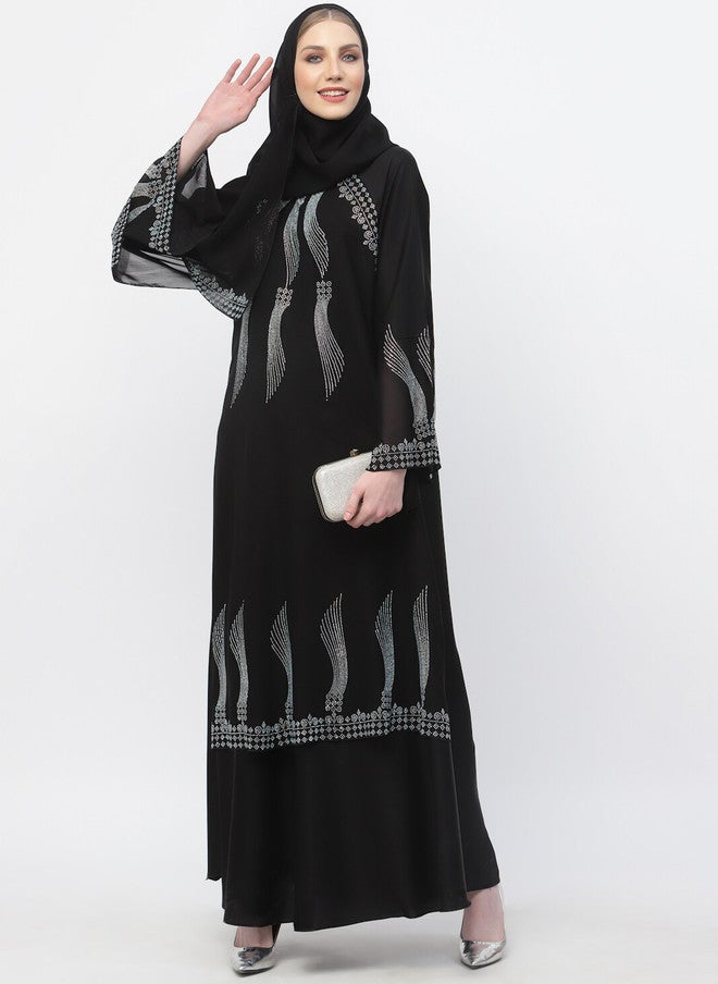 Arrabi برقع عرابي مزين بالتفاصيل مع وشاح - Image 5