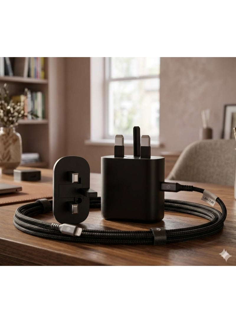 AFRIDIAN 45W USB-C Power Adapter  with 1.8m Type-C Cable – Black - Image 1