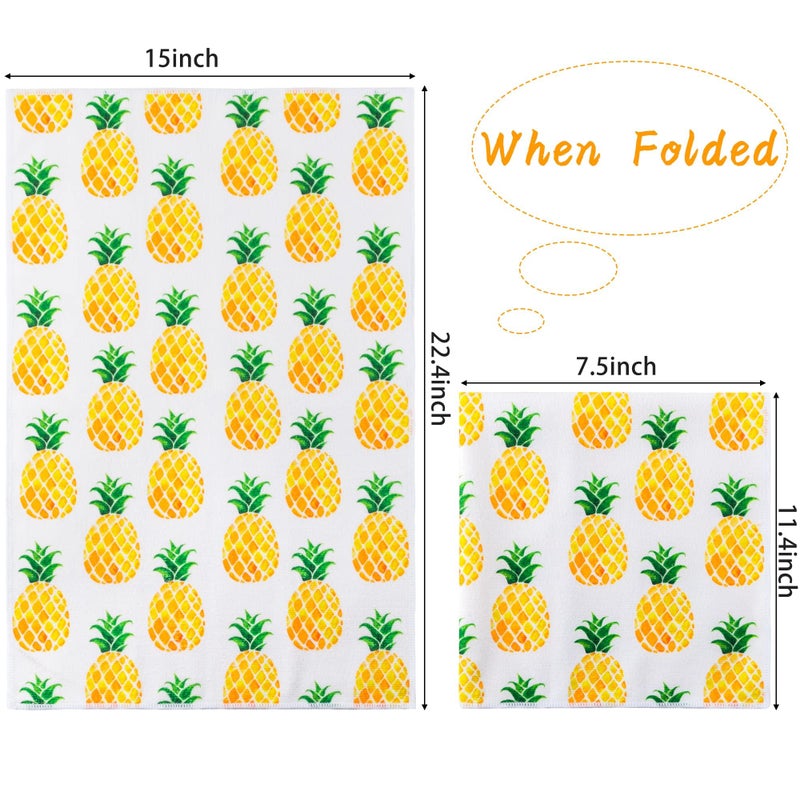 R HORSE 5Pcs Pineapple Kitchen Dish Towel Set Fruit Theme Absorbent Drying Cloth Dish Tea Towels Fingertip Bar Hand Dishcloths Holiday Spring Summer Decor for Bathroom Kitchen Home Supplies - Image 2