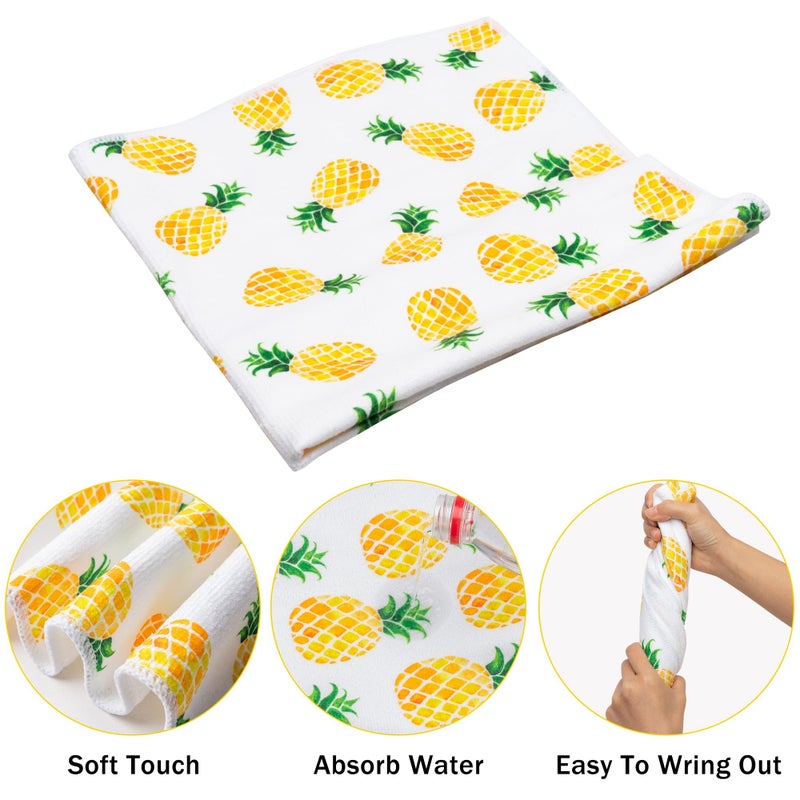 R HORSE 5Pcs Pineapple Kitchen Dish Towel Set Fruit Theme Absorbent Drying Cloth Dish Tea Towels Fingertip Bar Hand Dishcloths Holiday Spring Summer Decor for Bathroom Kitchen Home Supplies - Image 3