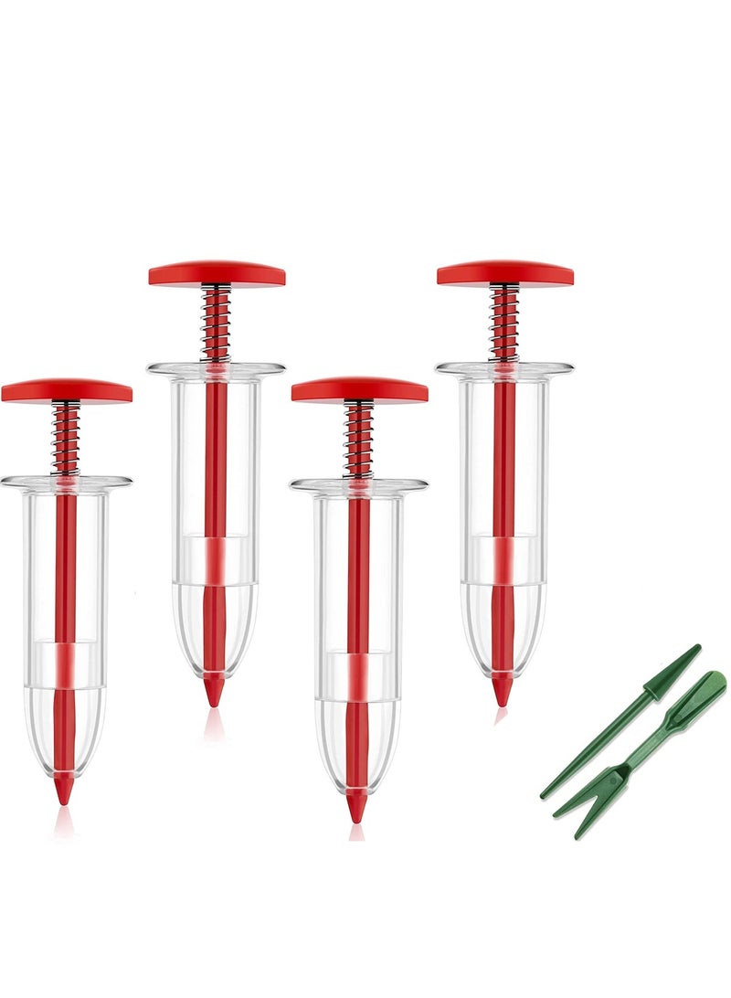 Excefore Small Seed Planter Tool Mini Garden Hand Tools Distribute Seeds Evenly Indoor Outdoor Sowing Seed Dispenser with 2 Transplanting Tools for Plante Carrot Lettuce Grass Spinach Kale Radish Seed 4PCS - Image 1