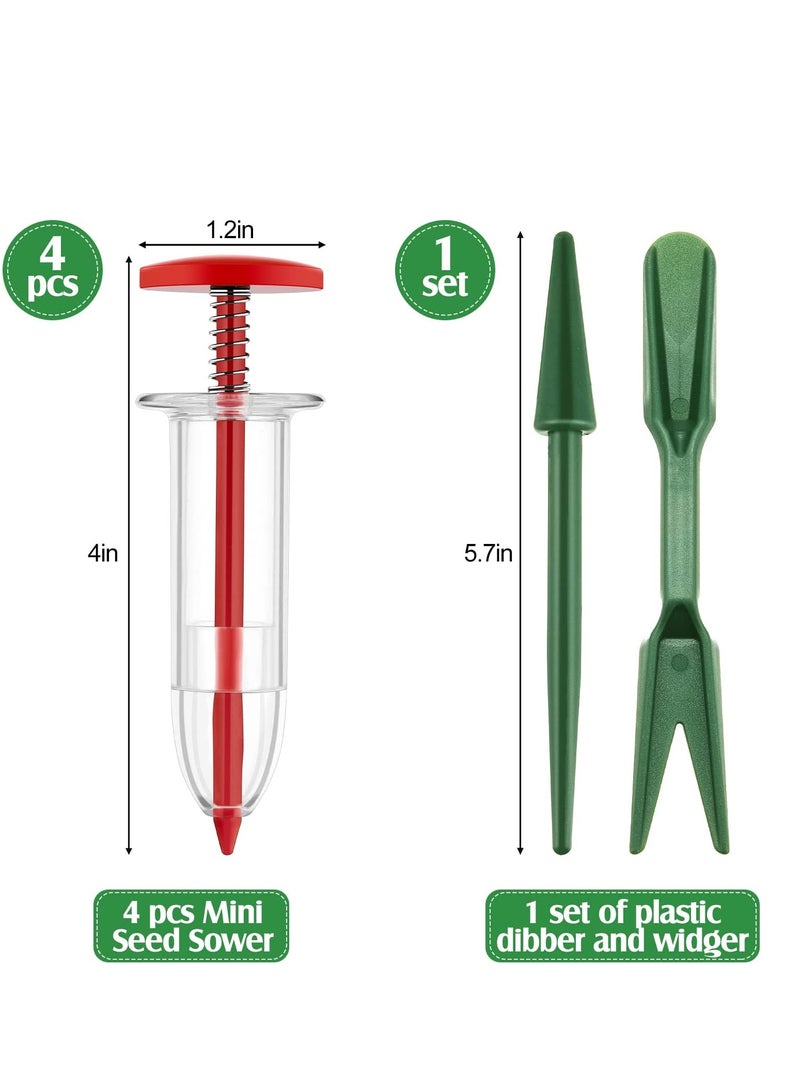 Excefore Small Seed Planter Tool Mini Garden Hand Tools Distribute Seeds Evenly Indoor Outdoor Sowing Seed Dispenser with 2 Transplanting Tools for Plante Carrot Lettuce Grass Spinach Kale Radish Seed 4PCS - Image 2
