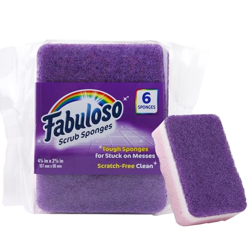 Fabuloso Sponges Purple ScratchFree Scrubber for Dishes and Surfaces Dishwashing Sponge for Bold and Bright Cleaning Experience 6 Count - Image 2