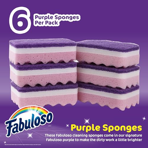 Fabuloso Sponges Purple ScratchFree Scrubber for Dishes and Surfaces Dishwashing Sponge for Bold and Bright Cleaning Experience 6 Count - Image 5