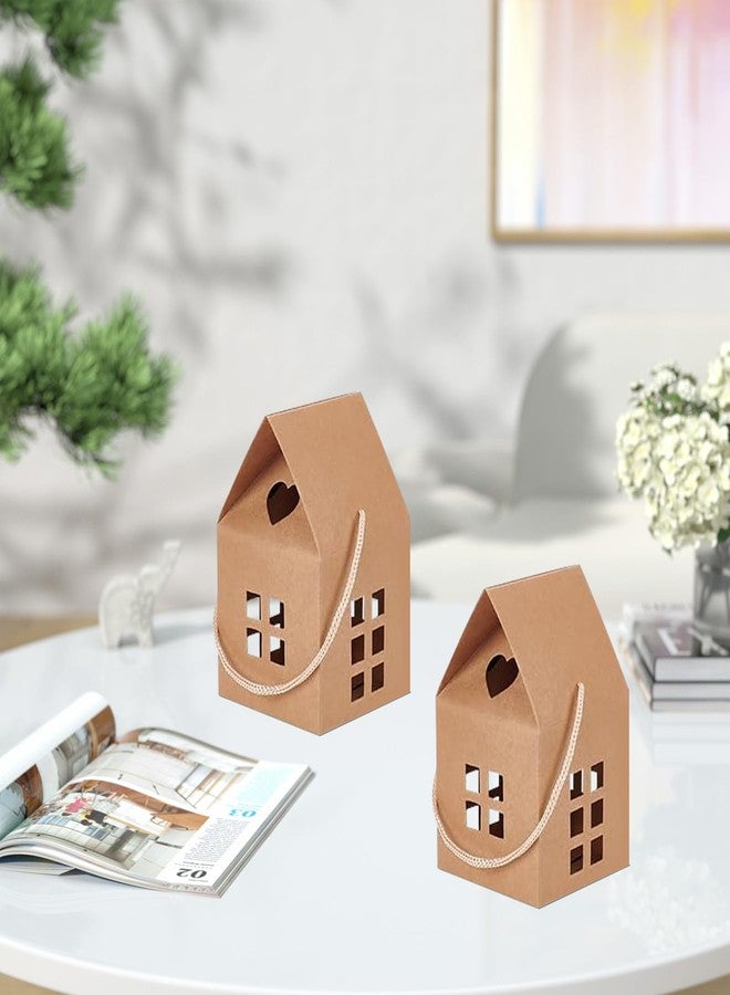 GeryVtee 36 Pcs House Gift Boxes 3x3x3inch Kraft Paper Candy Box Cardboard Treat Bags for Wedding Christmas Birthday Party Ornament Container (brown - Image 4
