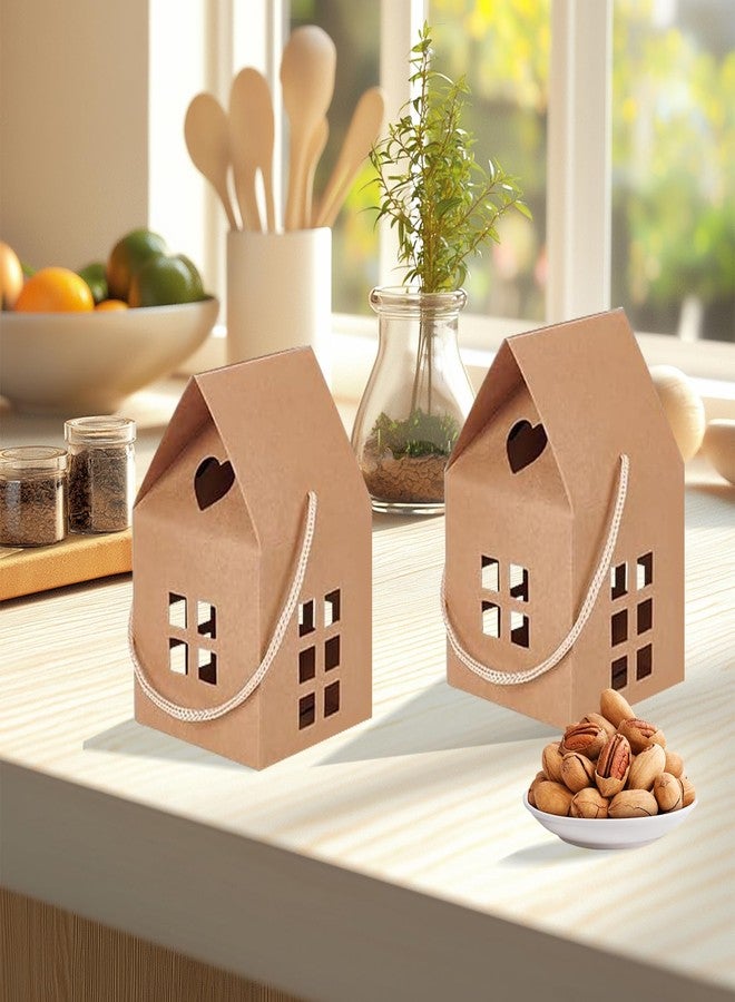 GeryVtee 36 Pcs House Gift Boxes 3x3x3inch Kraft Paper Candy Box Cardboard Treat Bags for Wedding Christmas Birthday Party Ornament Container (brown - Image 5