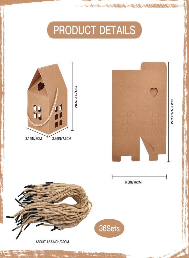 GeryVtee 36 Pcs House Gift Boxes 3x3x3inch Kraft Paper Candy Box Cardboard Treat Bags for Wedding Christmas Birthday Party Ornament Container (brown - Image 2