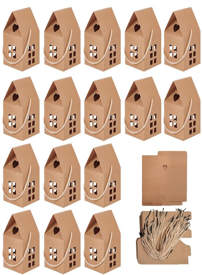 GeryVtee 36 Pcs House Gift Boxes 3x3x3inch Kraft Paper Candy Box Cardboard Treat Bags for Wedding Christmas Birthday Party Ornament Container (brown - Image 1