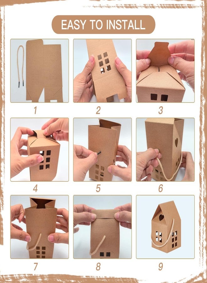 GeryVtee 36 Pcs House Gift Boxes 3x3x3inch Kraft Paper Candy Box Cardboard Treat Bags for Wedding Christmas Birthday Party Ornament Container (brown - Image 3