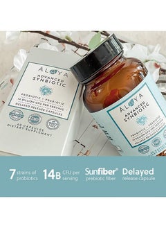 Alaya Naturals Advanced Synbiotic Probiotic + Prebiotic 14 Billion Cfu Delayed Release Probiotic Supplement With Prebiotics From Sunfiber® And Lglutamine For Gut Lining Integrity 60 Capsules  - Image 4