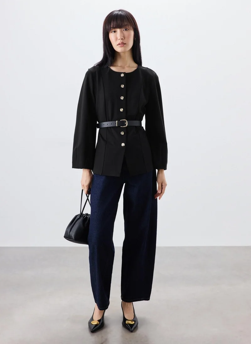 ماتلان Black Fit & Flare Co Ord Jacket