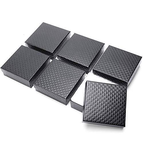 MESHA 52 PC Cardboard Jewelry Boxes, 3.5x3.5x1 Cotton Filled Jewelry Gift Box with Lid, Jewelry Boxes for Small Business, Packing, Shipping, Necklace, Earring, Bracelet, Black - Image 1