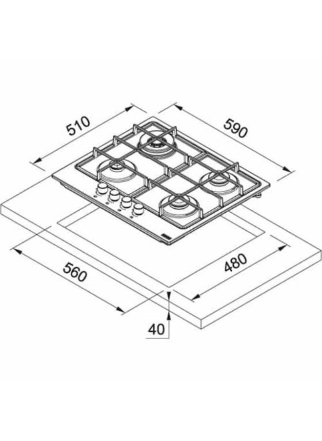 franke - Built-In Stainless Steel Gas Hob - 4 Burners  - Silver -FHSM6043GDCXSC - Image 1