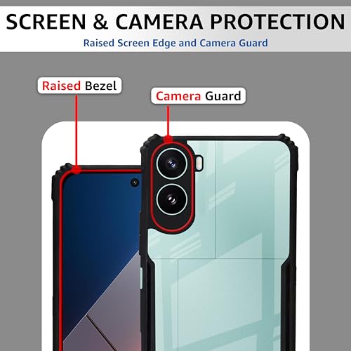 Cedo غطاء خلفي CEDO لهاتف Poco M7 Plus (5G) | حماية الكاميرا حافة مضادة للصدمات | حماية كريستالية أكريليكية واضحة 360 درجة TPU+PC | غطاء خلفي شفاف على شكل نسر (أسود) - Image 3