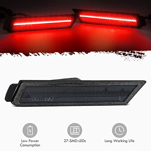 Partsam Smoked Lens LED Side Marker Lights Front Rear Bumper Marker Lamps Reflectors Compatible with Camaro 2010-2015,Pack of 4 (2 x Amber, 2 x Red) - Image 3