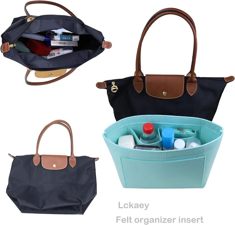 Lckaey إدراج محفظة Lckaey لمحافظات Longchamp Le Pliage Neo (الحجم الكبير)، اللون الرمادي الفرنسي – 1012French grey-S - Image 5