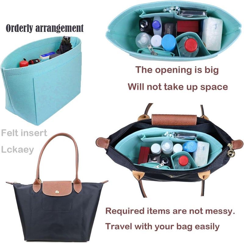 Lckaey إدراج محفظة Lckaey لمحافظات Longchamp Le Pliage Neo (الحجم الكبير)، اللون الرمادي الفرنسي – 1012French grey-S - Image 3