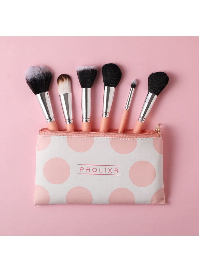 Prolixr Professional Face Makeup Brush Set - With Prolixr's Pink Pouch - For Foundation, Contour, Blush, Concealer - Synthetic Makeup Brushes - Vegan & Cruelty Free - 6 Pieces - Image 5