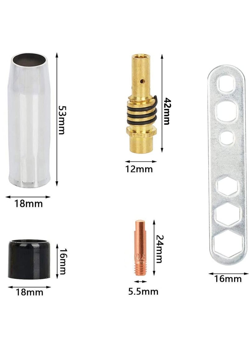 Y&D Welding Contact Tips Kit for MB15 Torch, Includes 0.8mm M6 Tips, Holder, Diffuser, Shield Cup, and Nozzle Kit, Complete Accessories Set 15AK MIG Torch  - Image 2