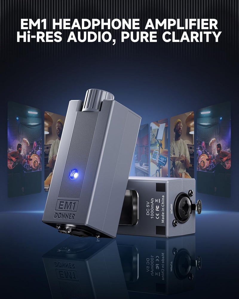 Donner EM1 Rechargeable Portable Personal in-Ear Monitor Amplifier Analog Headphone Amplifier Stereo Headphone Earphone Amp Volume Control Audio Booster with XLR and TRS Input 3.5mm Output Jack - Image 2