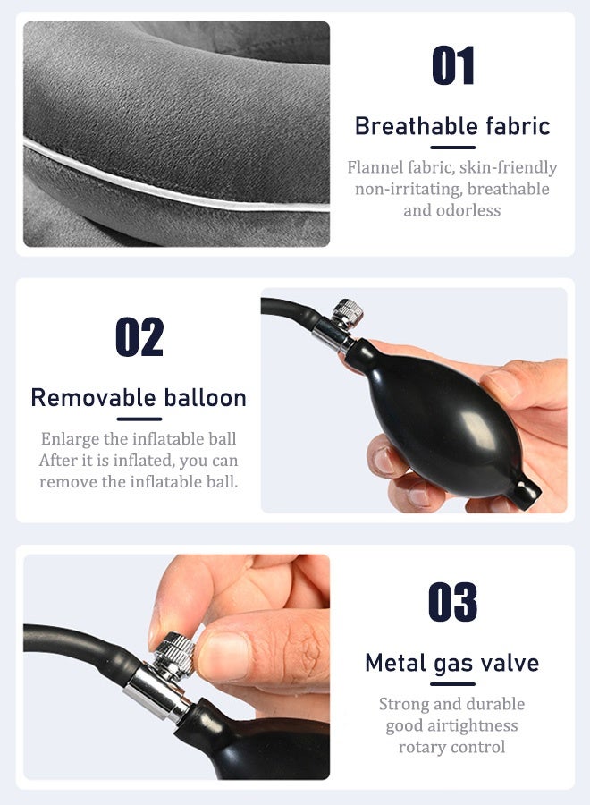 3 Tube Inflatable Cervical Neck Traction Device Adjustable Air Inflation Neck Traction – Portable Cervical Support Device with Pump - Image 5