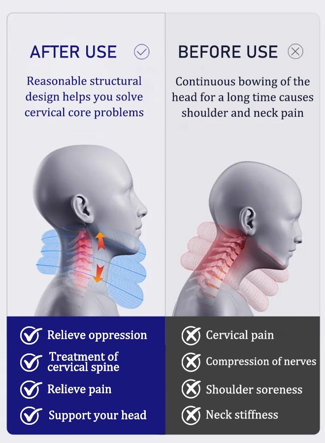 3 Tube Inflatable Cervical Neck Traction Device Adjustable Air Inflation Neck Traction – Portable Cervical Support Device with Pump - Image 4