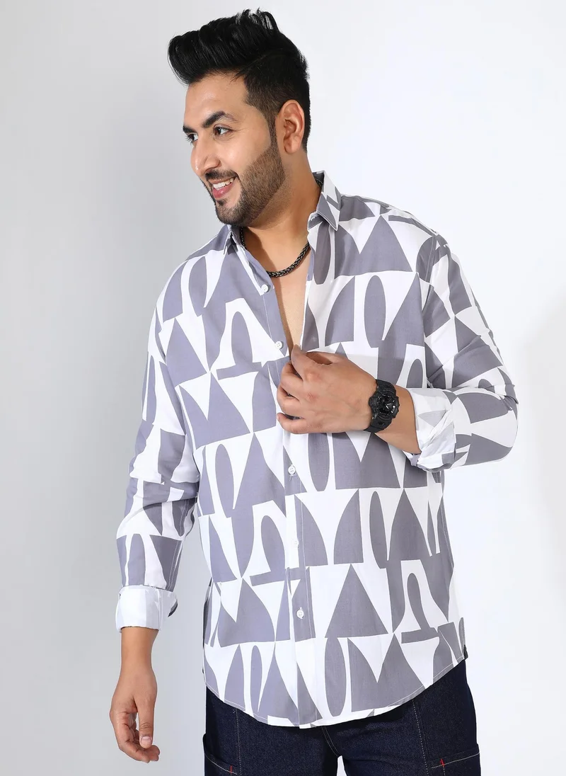 انستافاب بلس قميص رجالي باللون الرمادي الداكن