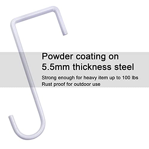 HiGift 12 Pack Vinyl Fence Hooks, 2 x 6 inch Patio Hangers Powder Coated Steel Fence Hangers for Hanging Plants, Planters, Bird Feeders, Lights, Pool Tools (White) - Image 2