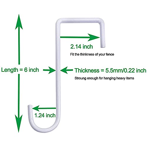 HiGift 12 Pack Vinyl Fence Hooks, 2 x 6 inch Patio Hangers Powder Coated Steel Fence Hangers for Hanging Plants, Planters, Bird Feeders, Lights, Pool Tools (White) - Image 3