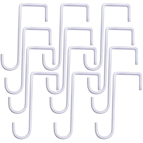 HiGift 12 Pack Vinyl Fence Hooks, 2 x 6 inch Patio Hangers Powder Coated Steel Fence Hangers for Hanging Plants, Planters, Bird Feeders, Lights, Pool Tools (White) - Image 1