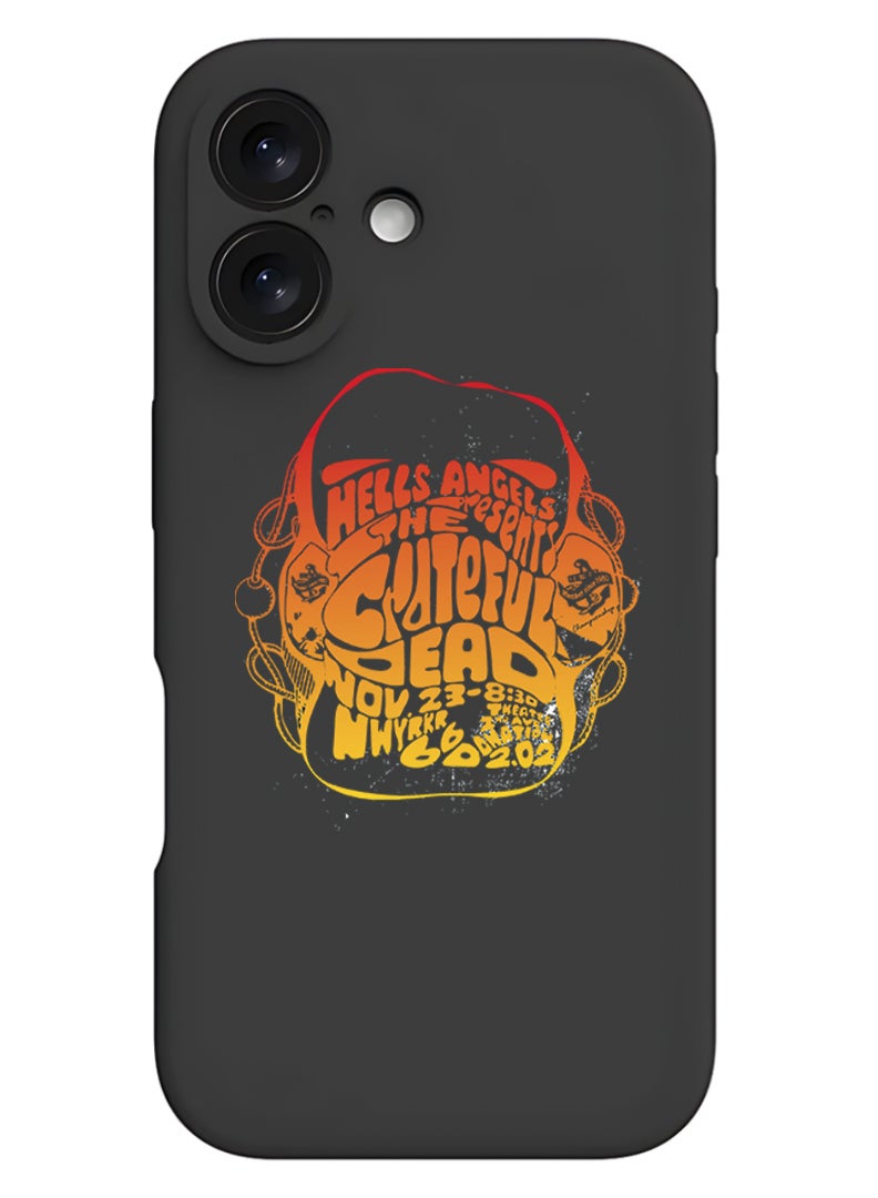 Theodor iPhone 16 Plus Black Protective Slim Fit Case Liquid Silicone Cover with Full Body Protection Anti-Scratch Shockproof Case For iPhone - Hells angels - Image 1