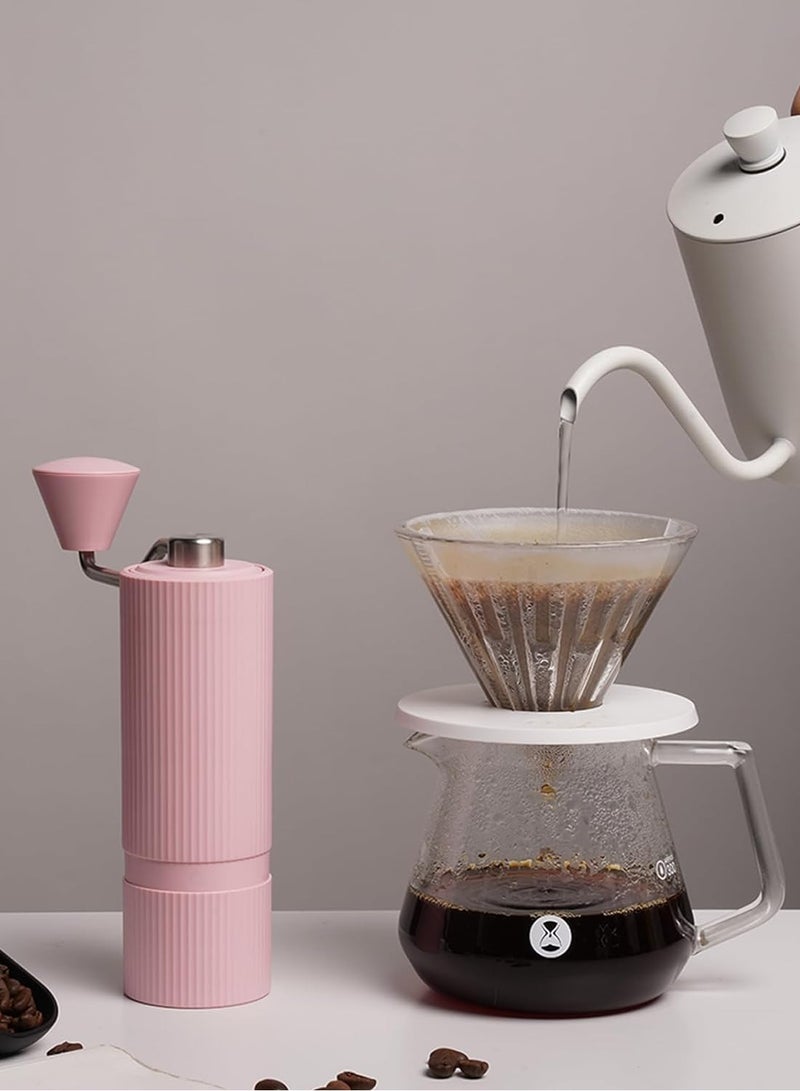 NUTTII Portable Manual Coffee Grinder – 27 Precise Grind Settings, Anti-Drop Design , CNC Stainless Steel Burr for Home & Travel | Goosey Series(Pink) - Image 3